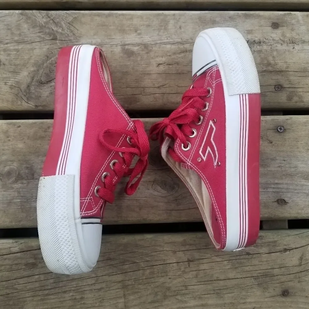 Vintage 90s y2k Tommy Hilfiger Platform Red Canvas Backless Slip-on Sneakers 7.5
